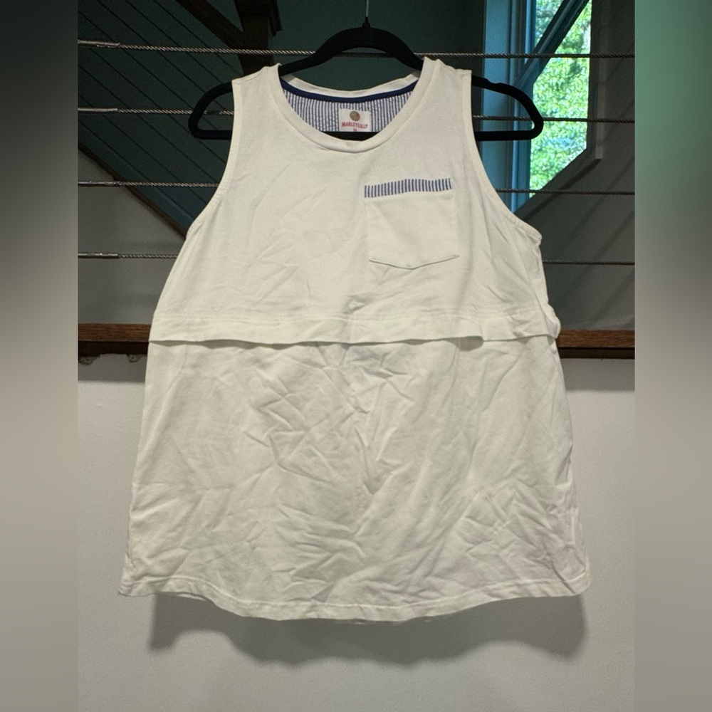 White Sleeveless Tank Top with Chest Pocket medium